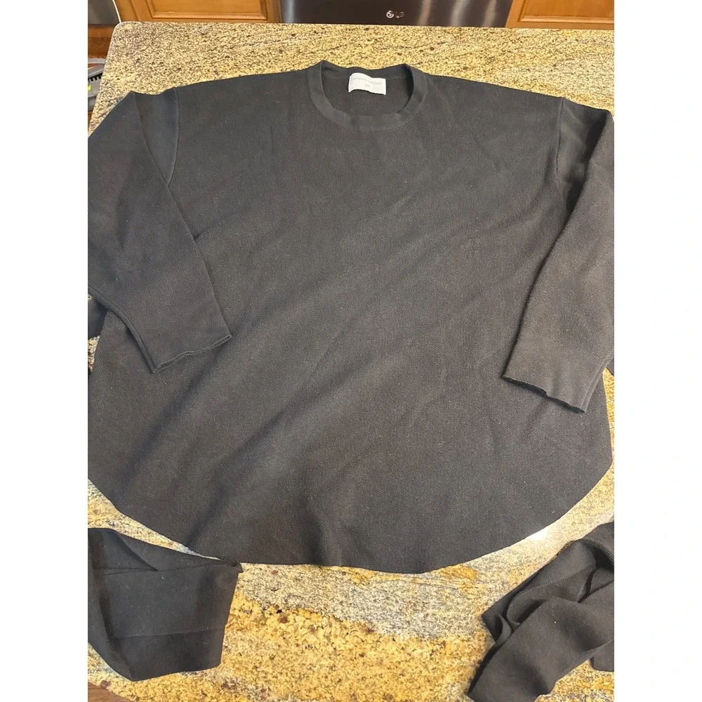 Modern‎ Citizen Black Tie Front Crewneck Sweater MC24T47 Recycled Cotton Large